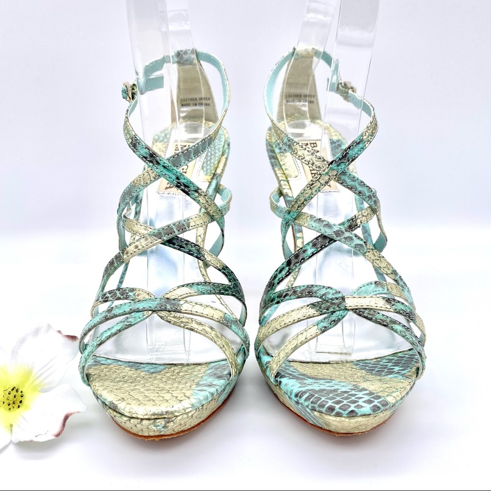 L EUC Badgley Mischka Snakeskin Heels, 6 - Picture 6 of 14
